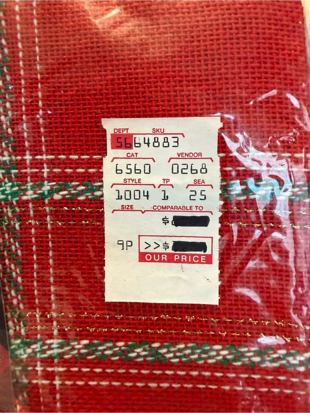 Table Runner Vintage 1980s Metallic Tartan Plaid Christmas Tassels NOS 14x54
